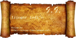 Izinger Iván névjegykártya